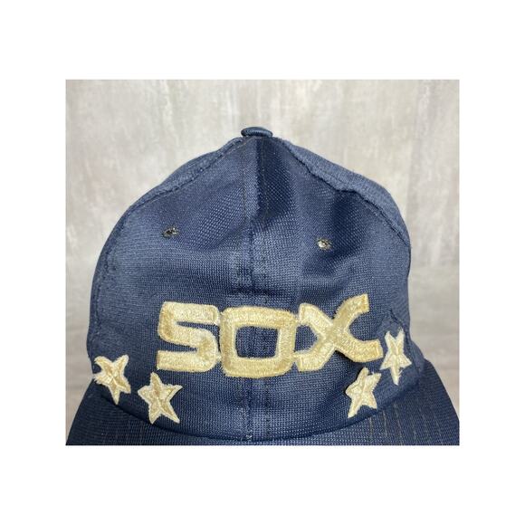 VINTAGE Chicago White Sox Hat Cap Snap Back Mens Navy MLB Baseball Stars 90s - Picture 6 of 11